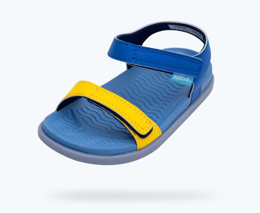 Native Charley Sugarlite Block Sandalen Meisjes Blauw Geel | KOLXFE504