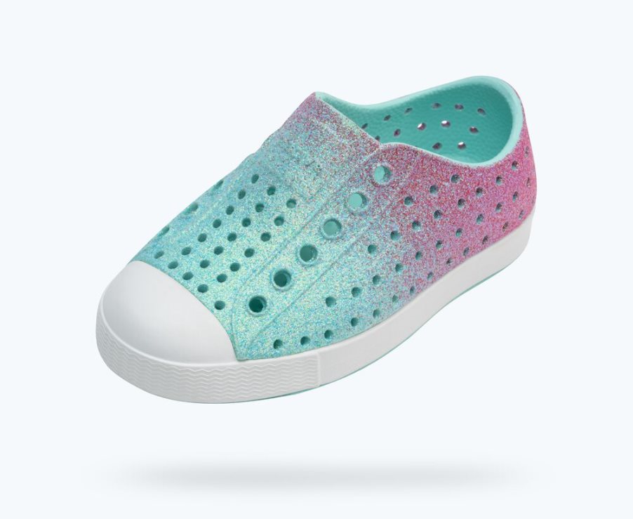 Native Jefferson Bling Schoenen Jongens Groen Roze | XNRUO0328