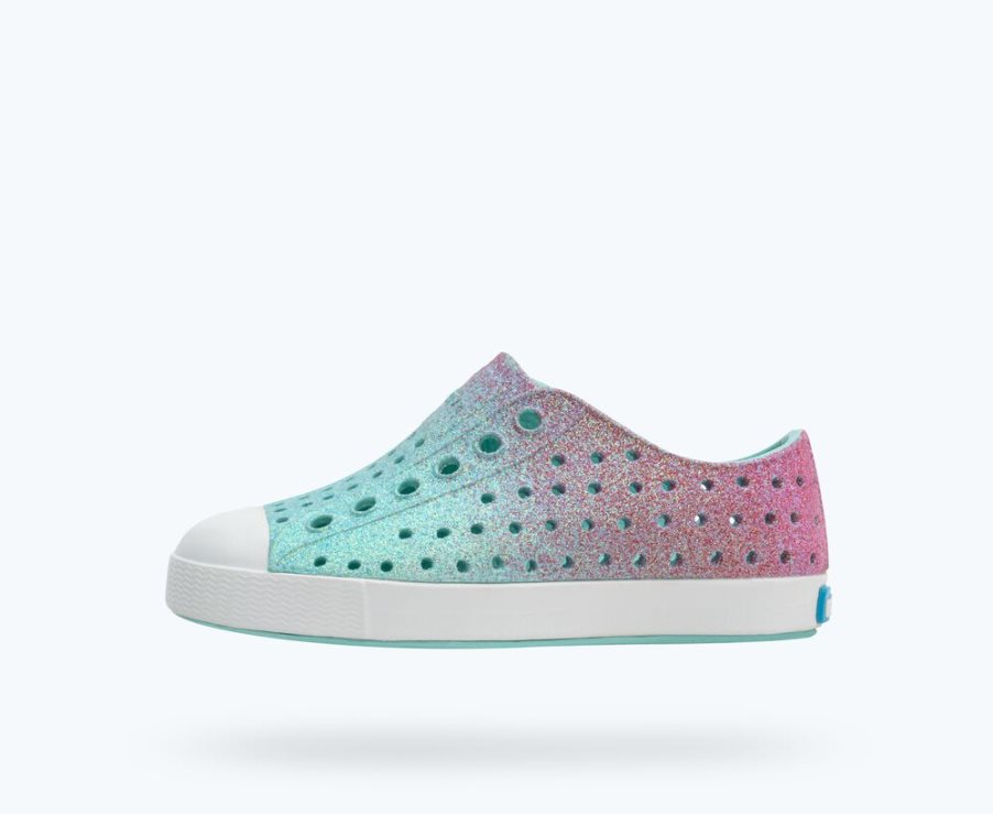 Native Jefferson Bling Schoenen Jongens Groen Roze | XNRUO0328