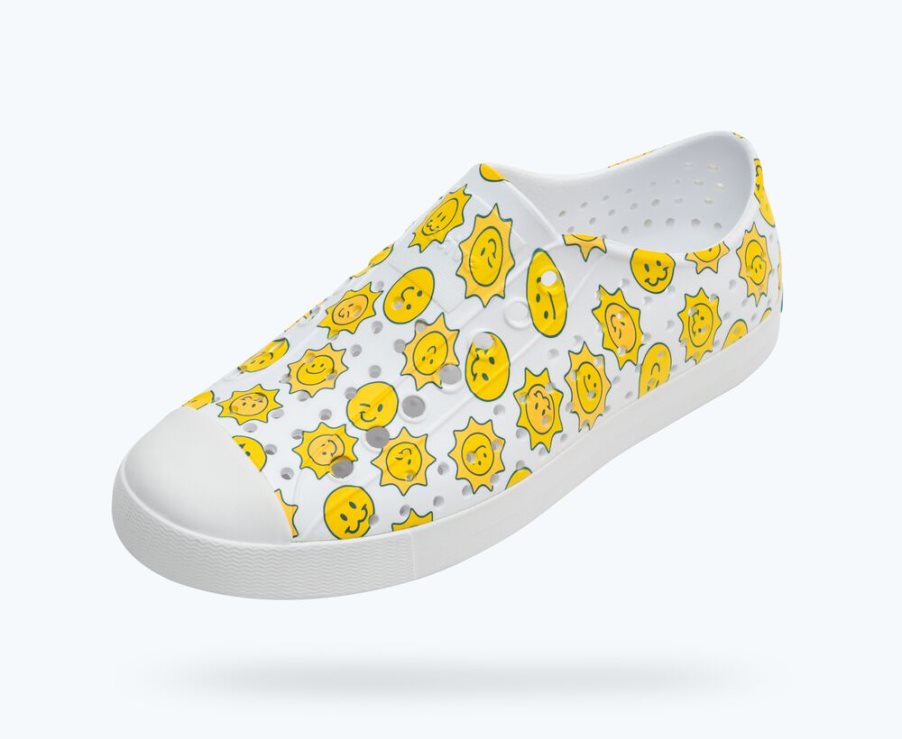 Native Jefferson Sugarlite Print Schoenen Dames Wit Geel | HJKWTR034