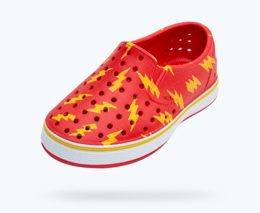 Native Miles Sugarlite Print Mocassins Meisjes Rood Geel | 1EF3AY769